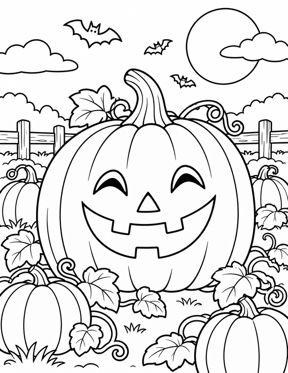Pumpkins & Jack-oβ-Lanterns Halloween coloring page preview